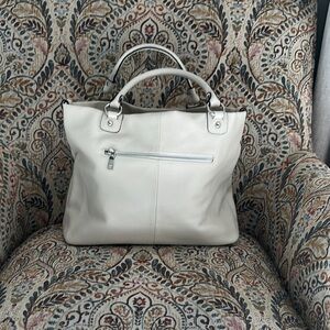 New Kattee cream pebbled leather tote